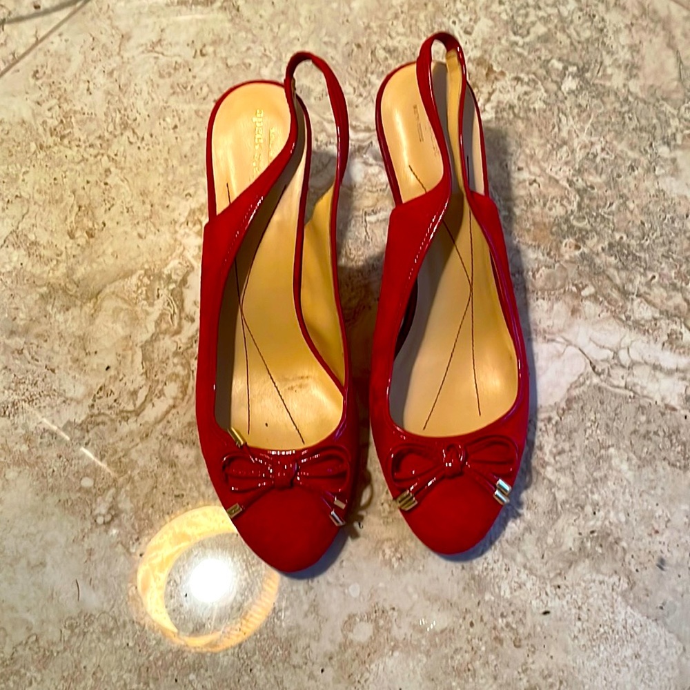 Red Kate Spade Suede Slingbacks